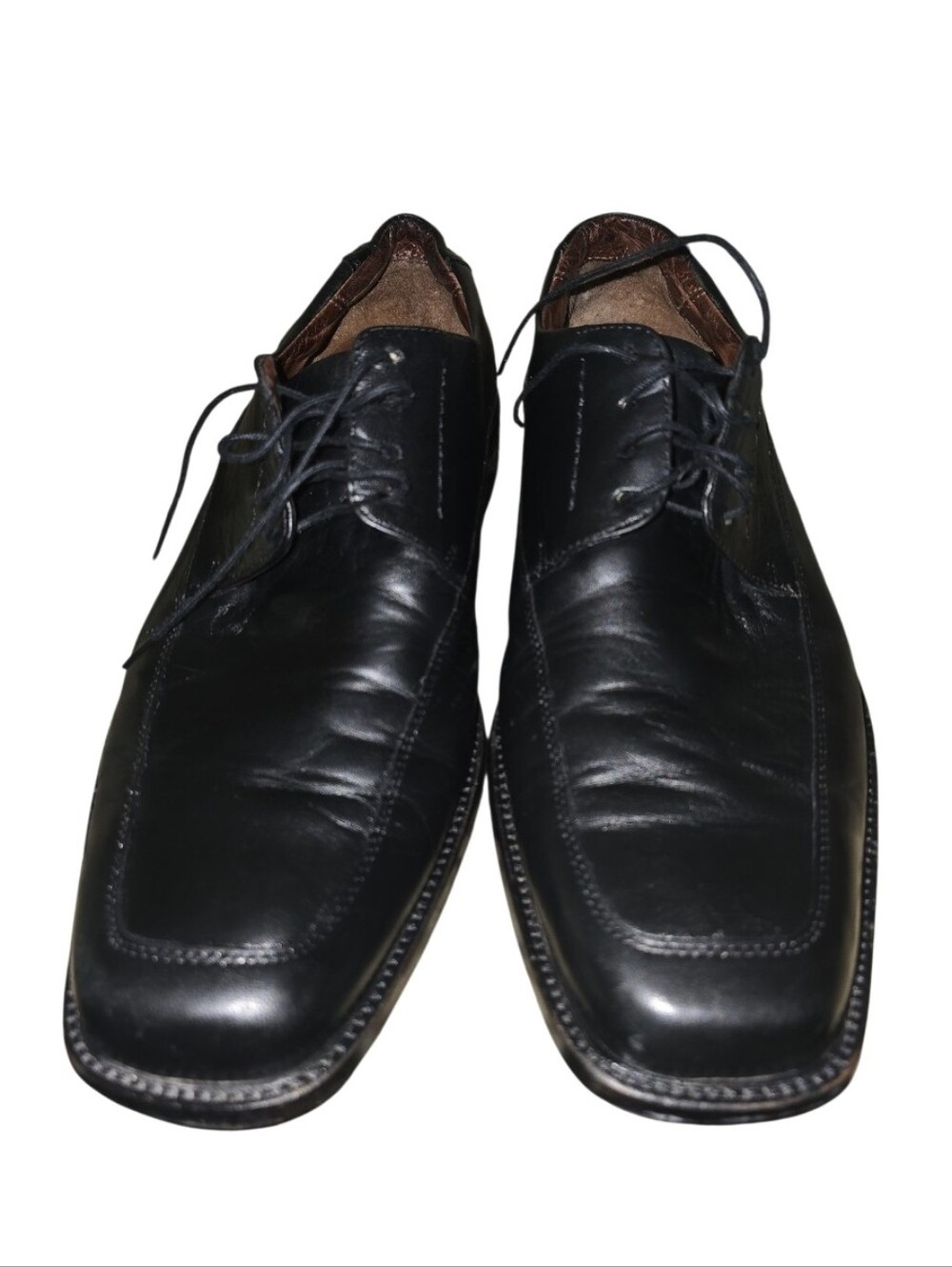 Johnston & Murphy Men’s Black Leather Lace Up  Square Toe Oxfords Size 10 M